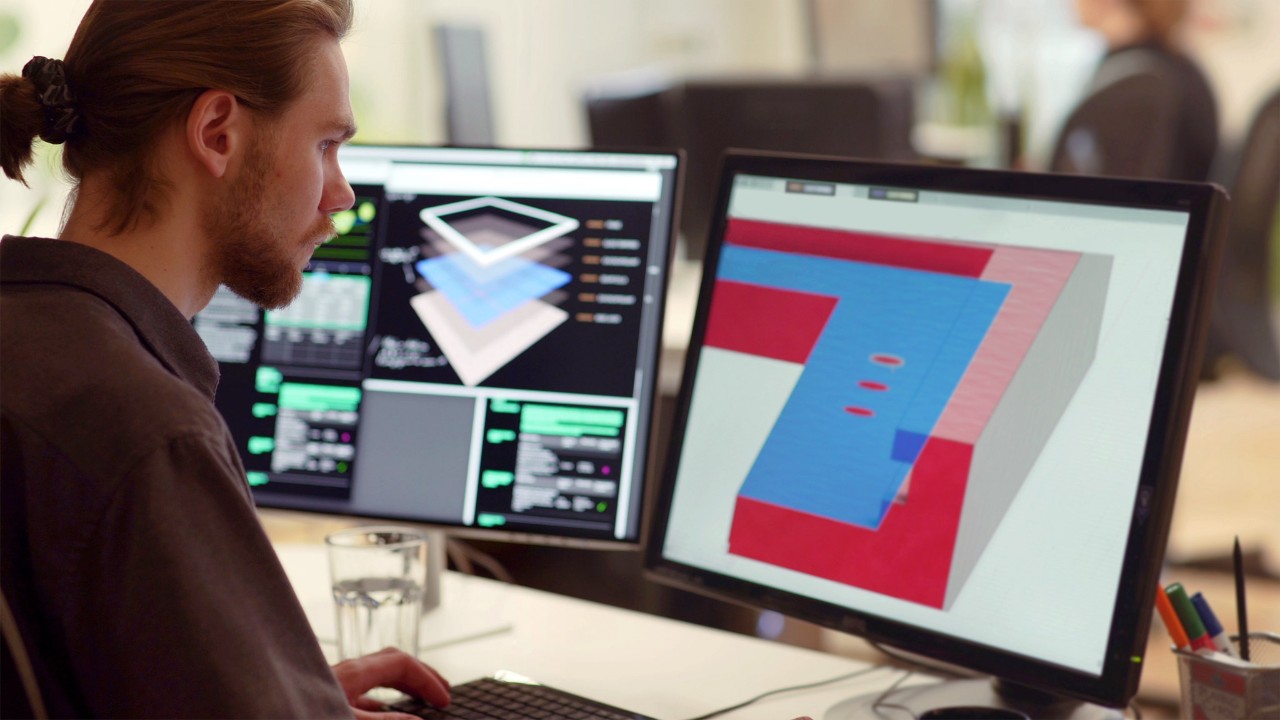Man using CAD software