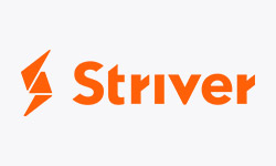 Striver logo featuring an abstract geometric shape on the left and the word “Striver” in orange text on the right, set against a light gray background.
