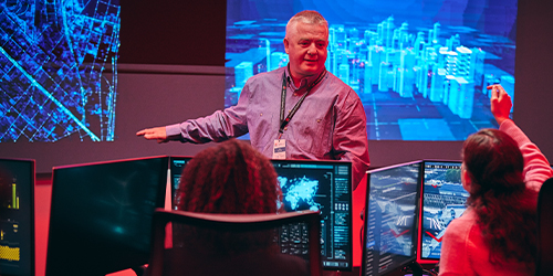 Cyber security teacher teaching a class